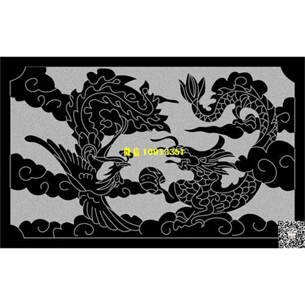 精雕图78龙凤墓碑板精雕图线雕图线条图单线铣底图_电脑雕刻plt文泰矢量图精雕图浮雕图